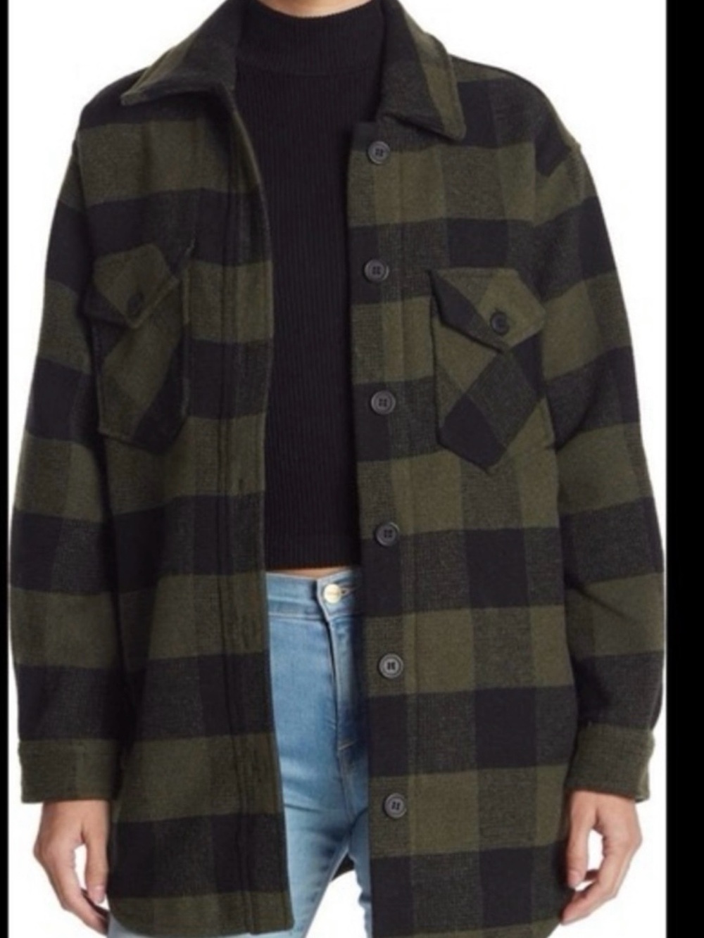 RDI Women’s Olive Green & Black Plaid Button-Up Jacket